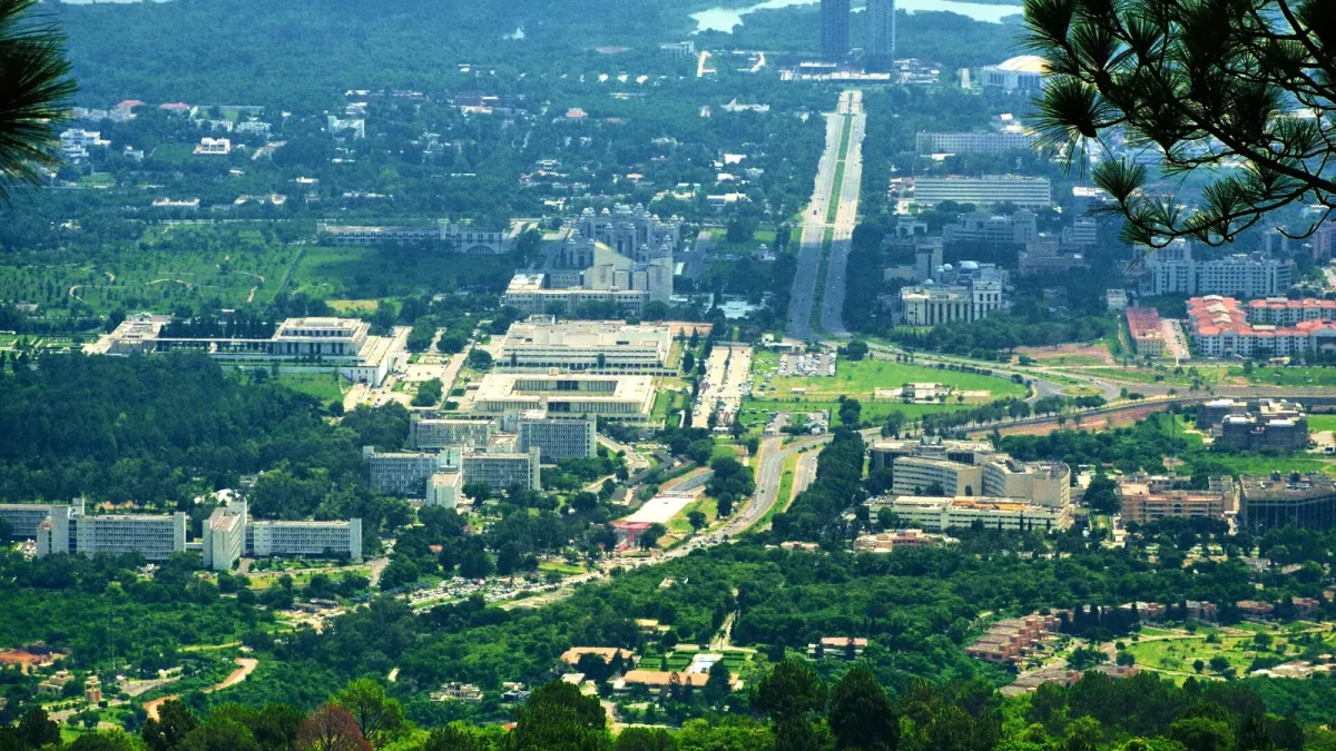 Constitution Avenue in Islamabad seen from the Margalla Hills