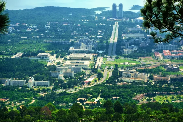 Constitution Avenue in Islamabad seen from the Margalla Hills